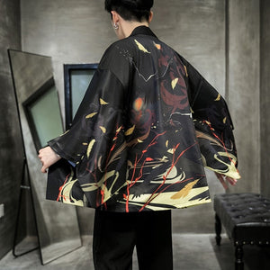 Golden Wild Autumn and Misty Torii Men Kimono-Kawaii Dream