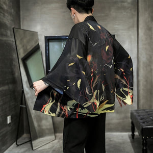 Golden Wild Autumn and Misty Torii Men Kimono-Kawaii Dream