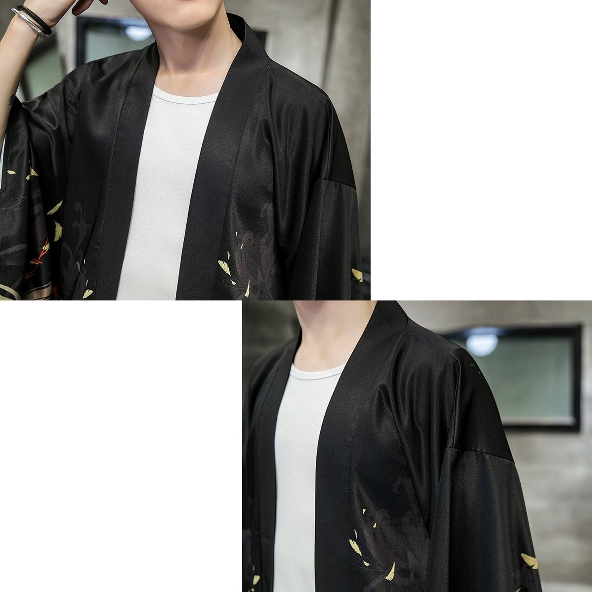 Golden Wild Autumn and Misty Torii Men Kimono-Kawaii Dream