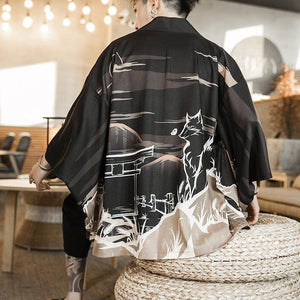 Golden Wild Autumn and Misty Torii Men Kimono-Kawaii Dream