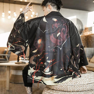 Golden Wild Autumn and Misty Torii Men Kimono-Kawaii Dream