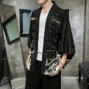 Golden Wild Autumn and Misty Torii Men Kimono-Kawaii Dream