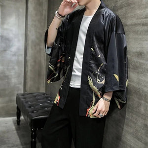 Golden Wild Autumn and Misty Torii Men Kimono-Kawaii Dream