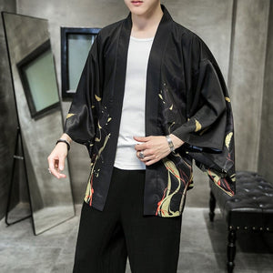 Golden Wild Autumn and Misty Torii Men Kimono-Kawaii Dream