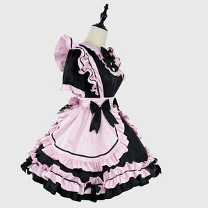 Gothic Black Pink Sweet Lolita Women's Maid Dress Bowknots-Kawaii Dream