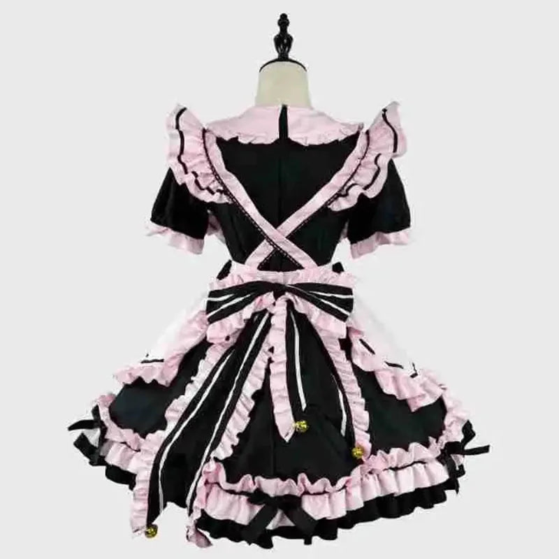 Gothic Black Pink Sweet Lolita Women's Maid Dress Bowknots-Kawaii Dream