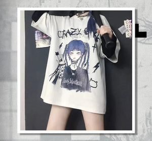 Gothic Blue Hair Emo Anime Girl Women's Tee-Kawaii Dream