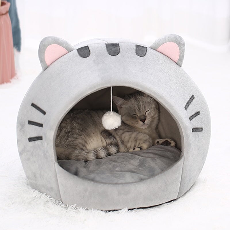 Gray Cat-themed Cat Dog Pet Round Cave House-Kawaii Dream