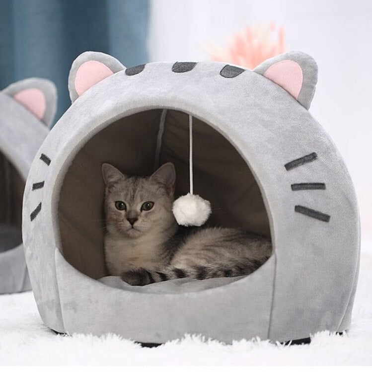 Gray Cat-themed Cat Dog Pet Round Cave House-Kawaii Dream
