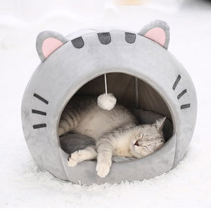 Gray Cat-themed Cat Dog Pet Round Cave House-Kawaii Dream