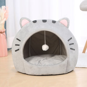 Gray Cat-themed Cat Dog Pet Round Cave House-Kawaii Dream