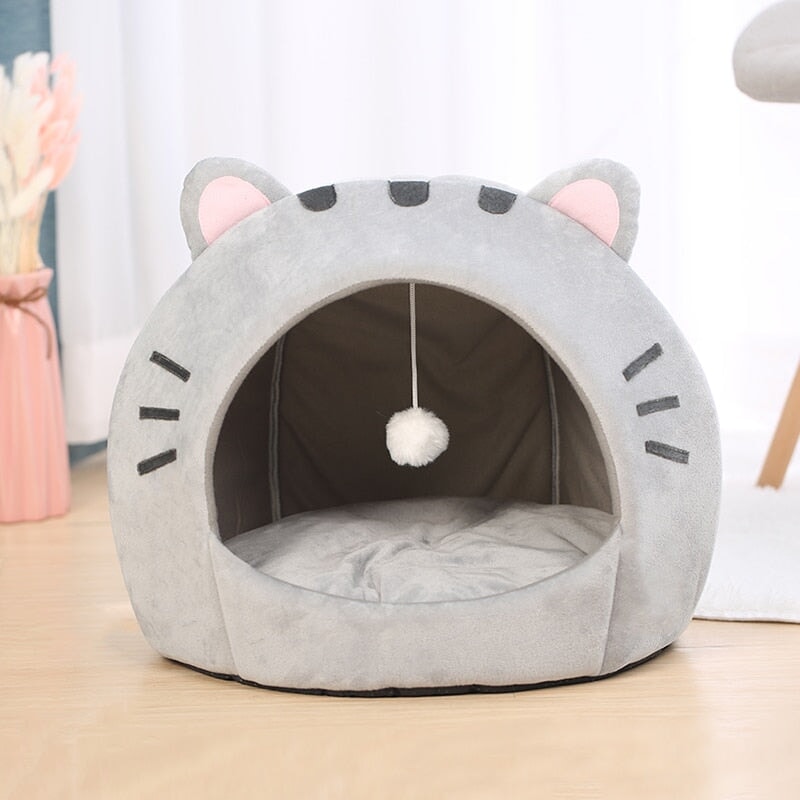 Gray Cat-themed Cat Dog Pet Round Cave House-Kawaii Dream