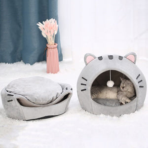 Gray Cat-themed Cat Dog Pet Round Cave House-Kawaii Dream