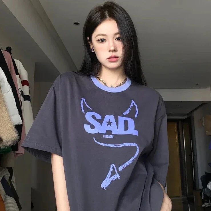 Gray Sad Devil Wings Women's Tee-Kawaii Dream