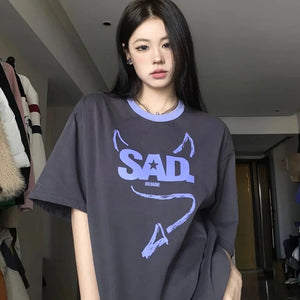 Gray Sad Devil Wings Women's Tee-Kawaii Dream
