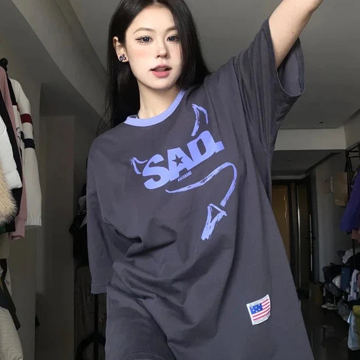 Gray Sad Devil Wings Women's Tee-Kawaii Dream