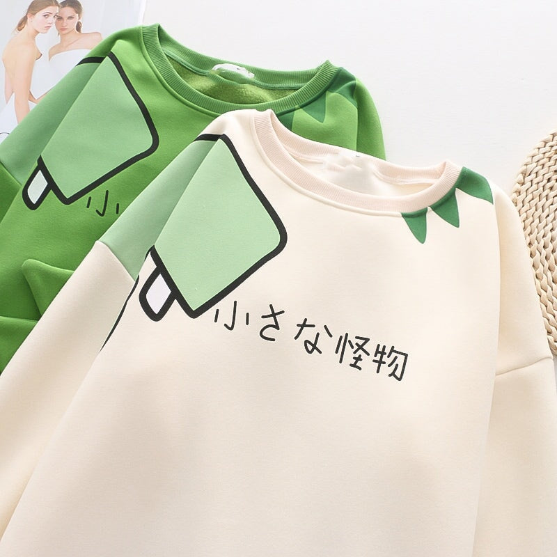 Green Dinosaur Long Sleeve Unisex Sweatshirts-Kawaii Dream