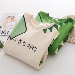 Green Dinosaur Long Sleeve Unisex Sweatshirts-Kawaii Dream