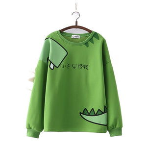 Green Dinosaur Long Sleeve Unisex Sweatshirts-Kawaii Dream