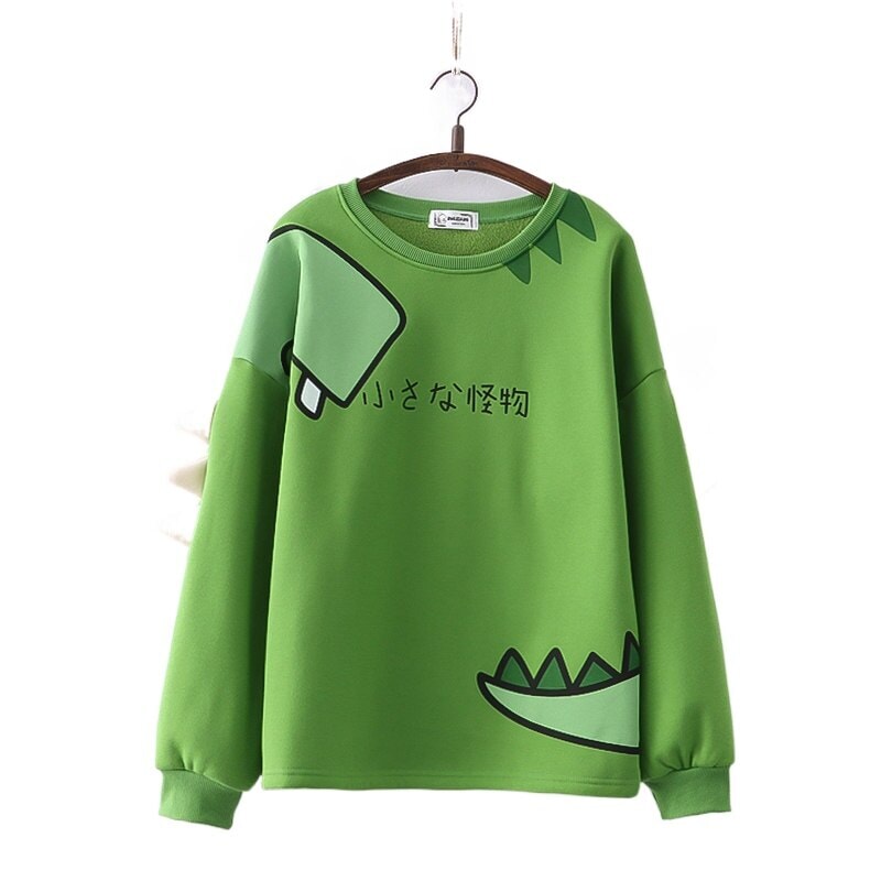 Green Dinosaur Long Sleeve Unisex Sweatshirts-Kawaii Dream