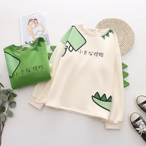 Green Dinosaur Long Sleeve Unisex Sweatshirts-Kawaii Dream