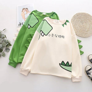 Green Dinosaur Long Sleeve Unisex Sweatshirts-Kawaii Dream