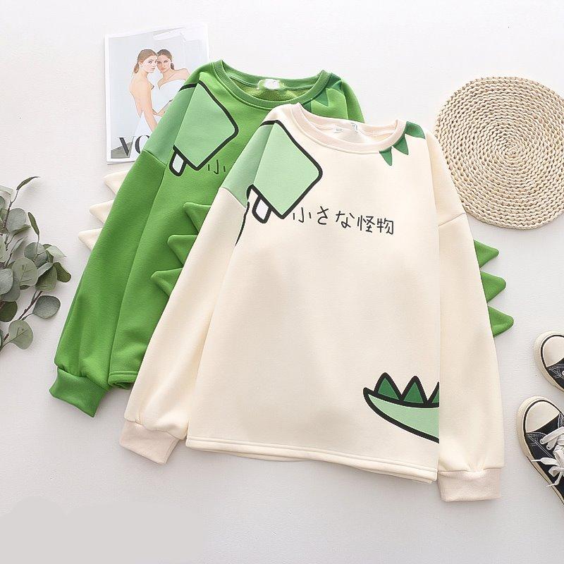 Green Dinosaur Long Sleeve Unisex Sweatshirts-Kawaii Dream