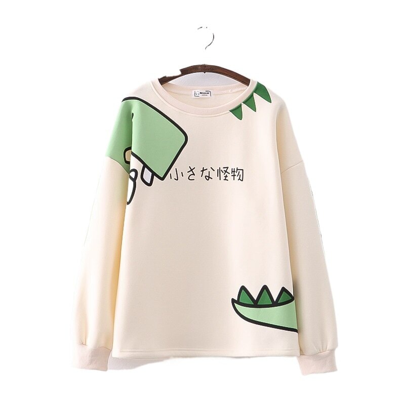 Green Dinosaur Long Sleeve Unisex Sweatshirts-Kawaii Dream