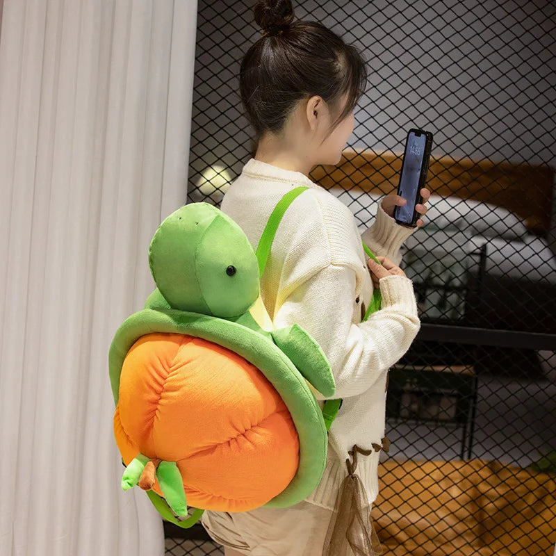 Green Orange Turtle Plush Backpack-Kawaii Dream