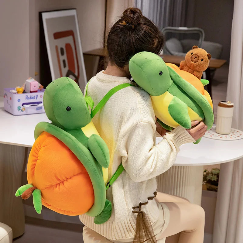 Green Orange Turtle Plush Backpack-Kawaii Dream