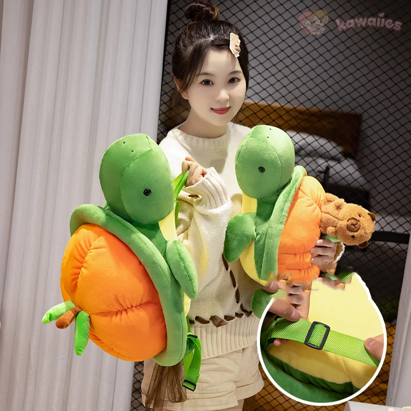 Green Orange Turtle Plush Backpack-Kawaii Dream