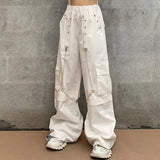 Harajuku Wide Leg Cargo Pants White