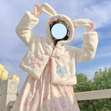 Kawaii Bunny Ear Hooded Plush Coat