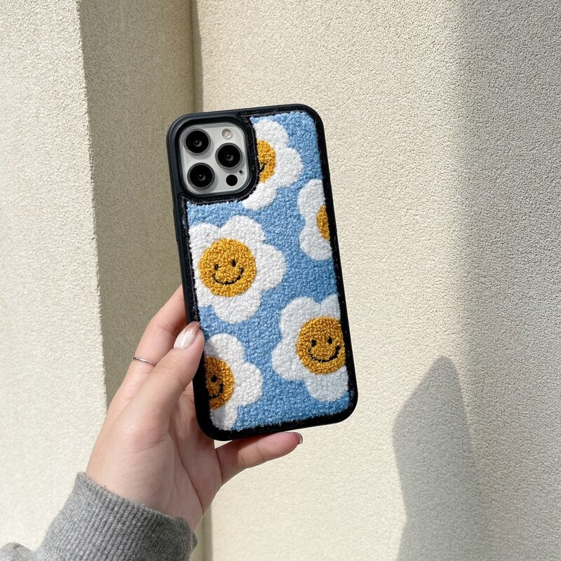 Happy Daisy Flower Plush iPhone Case-Kawaii Dream