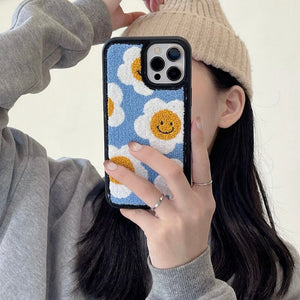 Happy Daisy Flower Plush iPhone Case-Kawaii Dream