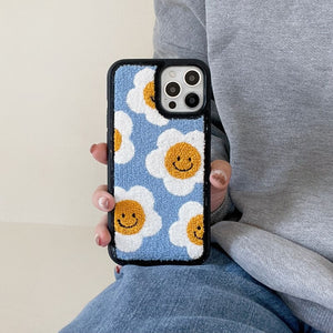 Happy Daisy Flower Plush iPhone Case-Kawaii Dream