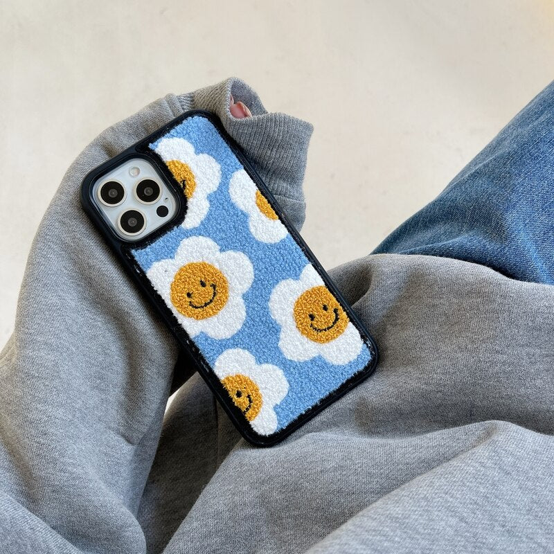 Happy Daisy Flower Plush iPhone Case-Kawaii Dream