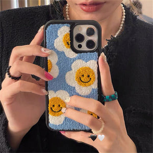 Happy Daisy Flower Plush iPhone Case-Kawaii Dream