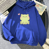 Happy Green Blushing Frog Unisex Hoodie-Kawaii Dream