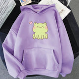 Happy Green Blushing Frog Unisex Hoodie-Kawaii Dream