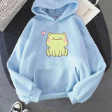Happy Green Blushing Frog Unisex Hoodie-Kawaii Dream