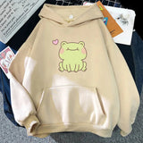 Happy Green Blushing Frog Unisex Hoodie-Kawaii Dream