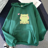 Happy Green Blushing Frog Unisex Hoodie-Kawaii Dream