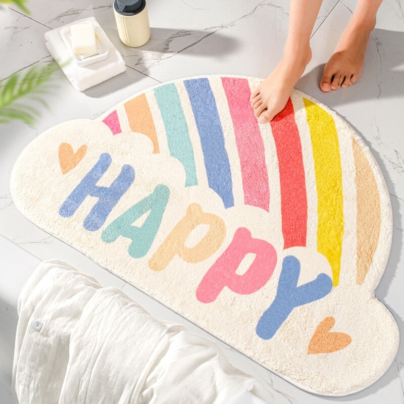 Happy Rainbow Cloud Non-Slip Bath Mat-Kawaii Dream