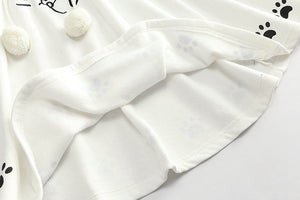 Harajuku Black Gray White Cat Hooded Cloak Coat-Kawaii Dream