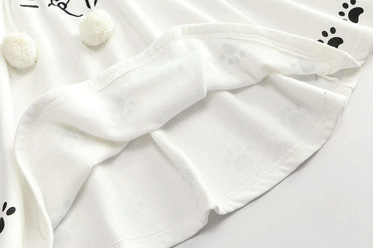 Harajuku Black Gray White Cat Hooded Cloak Coat-Kawaii Dream