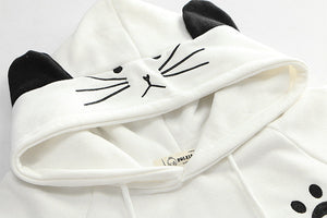 Harajuku Black Gray White Cat Hooded Cloak Coat-Kawaii Dream
