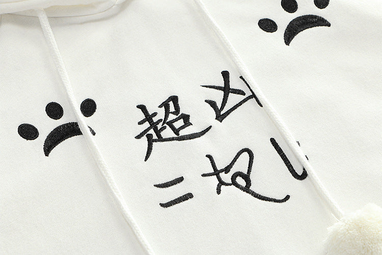 Harajuku Black Gray White Cat Hooded Cloak Coat-Kawaii Dream