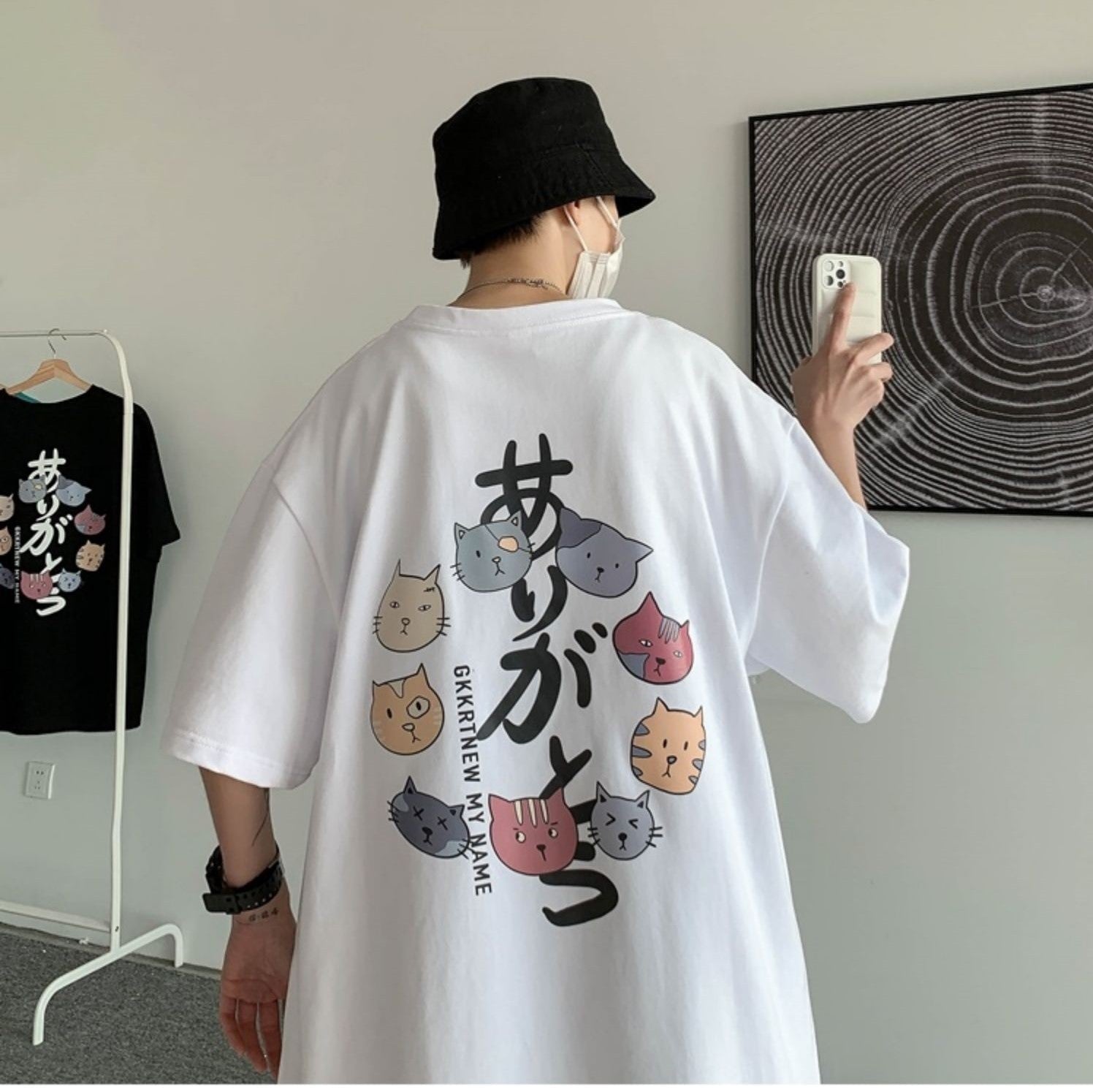 Harajuku Circle of Cats Part-Cotton Unisex Tee-Kawaii Dream