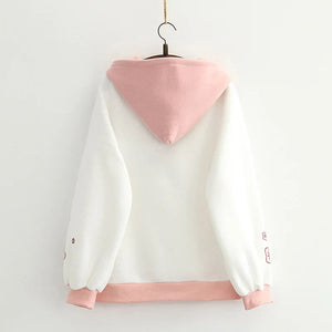 Harajuku Cute Two-tone Candy Floss Sakura Thick Women's Hoodie-Kawaii Dream